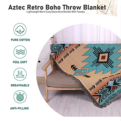 Hopstar Aztec Throw Blanket Navajo Indian Blankets and Throws Boho Western Decor Couch Cover Blanket for Bed Sofa Living Room Beach Travel 51"x63" - color: Hoh Xil, size: 51"x63"