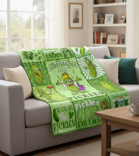 Aipon Pickle Blanket Gifts for Pickle Lovers, Funny Food Cucumber Blankets 50"x 60", Green Soft Cozy Lightweight Throw Blanket for Women Kids Teens Boys Girls - color: Green Pickle, size: 50.00'' × 60.00''