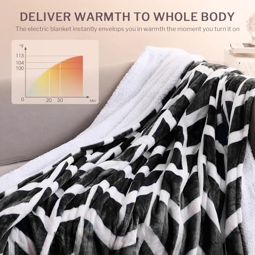 VENTIMI Electric Heated Blanket Full Size, 72" x 84" Heated Blanket with 9 Heat Levels & 2 to 10 Hours Auto Off, Fast Heating Blankets with ETL & FCC Certification, Black - color: Black, size: Full