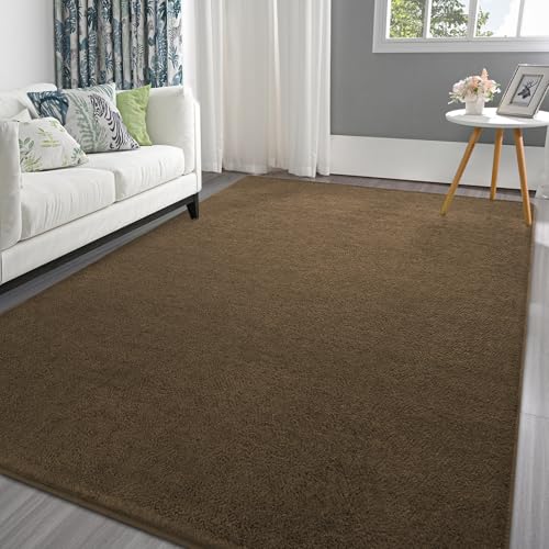 Pettop 4x6 ft Light Brown Area Rugs for Bedroom Living Room, Washable Memory Foam Indoor Carpet, Modern Aesthetic Minimalist Non Slip Soft Comfy Carpet for Boys Girls Dorm Home Decor - color: Light Brown, size: 4' X 6' (Rectangular)