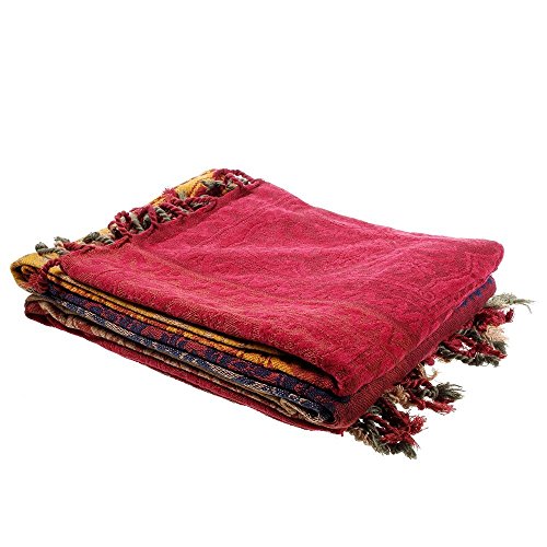 amorus Boho Sofa Cover, Chenille Jacquard Tassels Throw Blankets for Couch Bed, Decorative Sofa Slipcover Protector - Colorful Tribal Pattern (L,86 * 102inch) - color: Colorful Tribal Pattern, size: 86 x 102 in