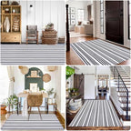 Black and White Striped Rugs, 28”x 43” Outdoor Indoor Front Porch Door Mats Cotton Hand-Woven Layered Area Rug Doormat for Entryway Patio Entryway Laundry Bedroom Living Room