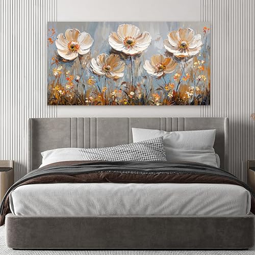 Canvas Wall Art Decor Art Work for Wall Decor Vintage Gold Wall Art Prints Wall Art Pictures for Living Room Nature Flower Wall Art Decorations Field Artwork for Walls Bedroom Office Decor 20" X 40" - color: XY-01G, size: 40"L x 20"W