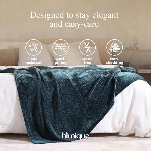 Chenille Throw Blanket for Couch, Cozy Soft Blanket Twin Lightweight Decorative Throw for Living Room Sofa Chair, Stylish Home Decor, Ideal for Gifting, Indigo 60"x80" - color: Indigo, size: Twin