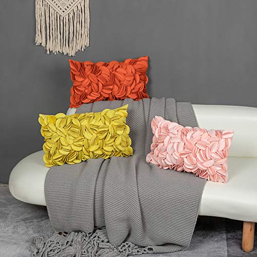 KINGROSE Handmade 3D Flower Soft Home Decorative Throw Pillow Case Rectangle Cushion Cover for Bed Living Room Sofa 12 x 20 Inches Solid Suede Pink - color: Pink - Solid Suede