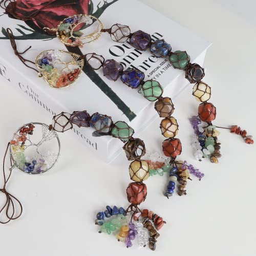 Handmade Crystal Window Car Hanging Ornaments 7 Chakra Home Decoration Feng Shui Ornament Yoga Meditation Car Decoration Tumbled Palm Stones Christmas Decorations Ornaments (Style 5) - color: A-style 23
