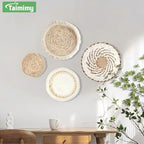 7 Pack Boho Wall Basket Decor,Hanging Woven Wall Basket Decor,Handmade Round Tassels Tapestry Wall Decor,Wicker Bamboo Seagrass Wall Hanging Decor for Farmhouse Living Rooms Bedrooms Display