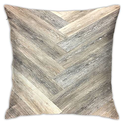 Caramel Brown Grey Beige Farmhouse Barn Wood Throw Pillow Covers Cozy Square Throw Pillowcases Home Decorative for Bed Couch Sofa Living Room Cushion Cover 18"X18"