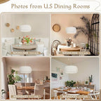 18 inch White 3 Light Rattan Chandelier Rattan Farmhouse Light Fixture Woven Pendant Lights Fabric Shade Boho Chandelier for Kitchen Dinning Room - color: 18"-White-Drum