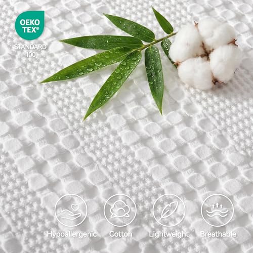 a moment 2 Pack Bamboo Fiber Pillow Covers - Waffle Weave, Ultra Soft & Breathable, Euro Shams Cotton Throw Pillow for Couch, Sofa, Bedroom Living Room 22x22 Inch White - color: White, size: 22" x 22" (Pack of 2)