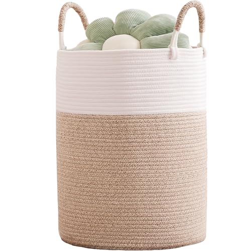 80L Extra Large Laundry Hamper Basket Tall Woven Rope Clothes Hamper Blanket Basket for Living Room Bathroom Bedroom Brown 16"L x 16"W x 22"H - color: Brown1, size: Extra Large (80L)