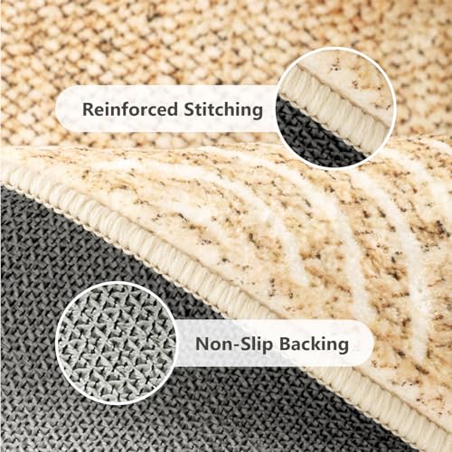 Asrug Imitation Jute Low Pile Round Rug Area Rug Washable Non-Slip Circle Rug Soft Plush Touch Circle Rugs Round for Kitchen Bathroom Living Bedroom Nursery, Carpet 2ft /24 inch/61 cm Brown - color: Brownline, size: 2ft