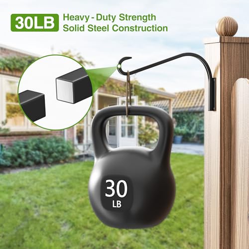 saffruff 12 Inch 4 Pack Plant Hangers for Indoor/Outdoor Wall Mount - Heavy Duty Hanging Plant Holder & Bird Feeder Hooks, Decorative Black Metal Wall Hangers for Plants, Flower Baskets - size: 12-inch 4-pack