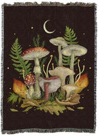 Pure Country Weavers Autumn Mushrooms by Episodic Drawing - Gift Tapestry Throw Blanket Woven from Cotton - Made in The USA (72x54) - color: Autumn Mushrooms, size: 72x54