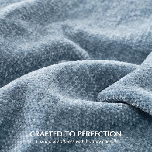 EverGrace Soft Chenille Throw Blanket for Couch, Cozy Plush Fuzzy Decorative Chenille Knit Throw Blanket with Tassels, Lightweight Blanket and Throws for Bed Sofa Gift Home Decor, Cloud Blue 60"x80" - color: Cloud Blue, size: 60"x80"