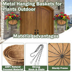 4 Pack 14 Inch Hanging Metal Planters for Outdoor Plants, Modern Black Solid Rectangular Hanging Baskets with Coco Coir Liner - size: 14 Inch, style: Modern