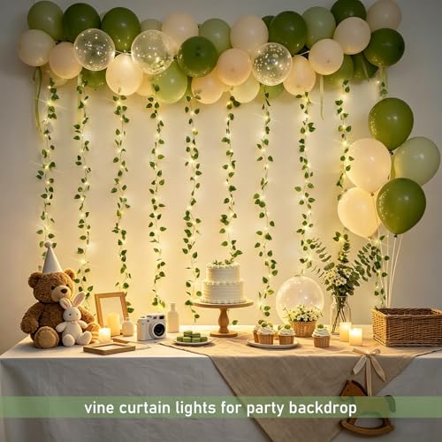 JMEXSUSS Vines Lights for Bedroom, 200 LED Vines Fairy Lights, Artificial Pothos Leaf Light for Wall Curtain Wedding Party Christmas Indoor Decor, 6.5ft x 6.5ft with Remote - color: Pothos, size: 6.5x6.5ft - 200 LED