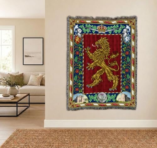 Pure Country Weavers Scottish Lion Blanket - Gift Fantasy Tapestry Throw Woven from Cotton - Made in the USA (72x54) - color: Scotland Lion, size: 72" x 54"