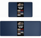 GORILLA GRIP 2 Pack Comfortable Cushioned Kitchen Mats for Floor, 17x24 + 17x48, Waterproof and Stain Resistant, 1/2 Inch Thick Soft Ergonomic Standing Desk Anti Fatigue Mat, Foam Supports Feet, Navy