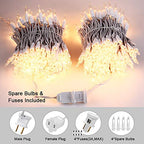 Brizled Clear Christmas Lights, 300 Count 69.6ft Incandescent White Lights String, Connectable 120V UL Certified Indoor/Outdoor White Light on White Wire for Room, Birthday, Wedding, Party, Warm White - color: Warm White