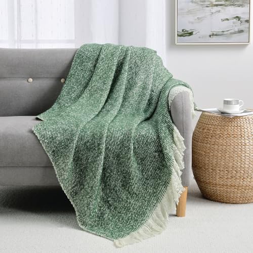 BOURINA Throw Blanket Soft Lightweight Cozy Throw for Bed Couch Decorative Blanket, Green 50" x 60" - color: Qqs-green, size: 50"x60"