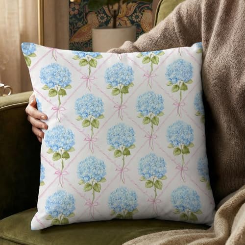 YOU FOUND ME Boho Throw Pillow Covers 18x18 Inch, Vintage Bohemian Carpet Print Pillowcase, Soft Decorative Cushion Cover for Couch Sofa Bedroom Living Room Decor (Blue&Pink) - color: Blue&pink