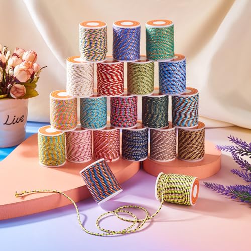 21 Yards 1.5mm 4-Ply Polycotton Cord 5 Colors Bohemian Style Bracelet Braid String Handmade Macrame Cotton Rope for DIY Keychain Necklaces Crafts Jewelry Making - color: Brown, size: 1.5mm