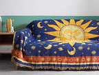Erke 70" x 90" Sun and Moon Blanket Celestial Couch Sheet Cover Witchy Hippy Home Decoration, Double Sided Cotton Woven Hippie Throws Wicca Blankets for Couch Bed Recliner Decor - Yellow/Blue - size: 70" x 90"