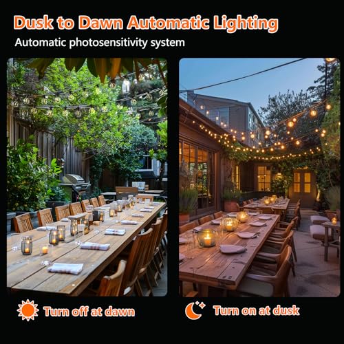 Kawaya Outdoor String Lights, LED Patio Light, Shatterproof Edison Globe Bulbs - IP65 Waterproof Dimmable Hanging Light - size: 31FT-New