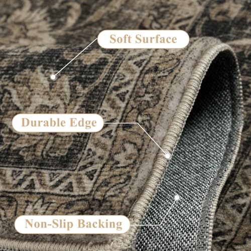 Kitchen Rug Set of 3 Washable Brown Vintage Kitchen Mats for Floor Non-Slip Kitchen Runner Rug Soft Low Pile Distressed for Bathroom Laundry Hallway Sink Entryway - color: Retro/Brown, size: 20"x32"+20"x48"+20"x59"