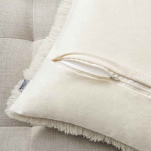 NordECO HOME Luxury Soft Faux Fur Fleece Cushion Cover Pillowcase Decorative Throw Pillows Covers, No Pillow Insert, 12" x 20" Inch, Beige, 2 Pack - color: D-beige, size: 20" x 12" (Pack of 2)