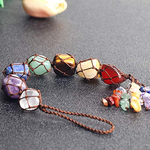 Handmade Crystal Window Car Hanging Ornaments 7 Chakra Home Decoration Feng Shui Ornament Yoga Meditation Car Decoration Tumbled Palm Stones Christmas Decorations Ornaments - color: A-style 1