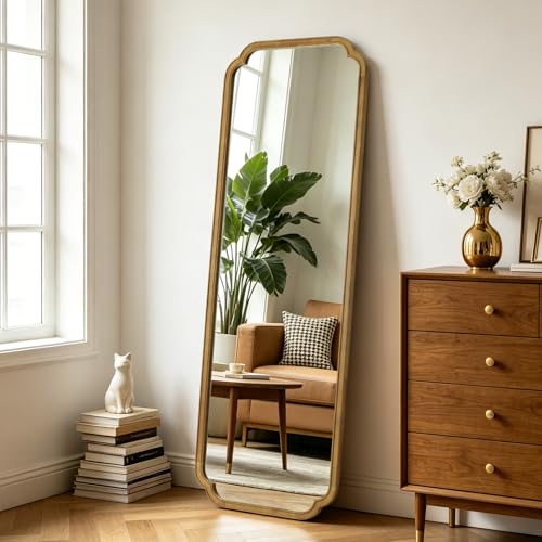 WallBeyond Full Length Mirror Wall Mounted 65"x22", Rustic Wooden Frame Floor Mirror, Large Full Body Mirror for Bedroom, Leaning or Hanging Against Wall, Natural - color: Natural a, size: 65"L x 22"W