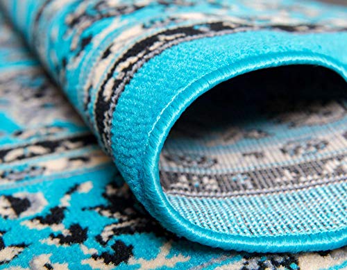 Unique Loom Sialk Hill Collection Area Rug - Washington (2' 2" x 3' 1" Rectangle, Turquoise/ Black) - color: Turquoise/Black, size: 2'2" x 3'1" (Rectangular)