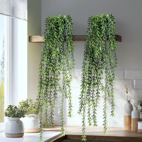 Artificial Hanging Plant 2 Pcs Faux Plant Ivy Vine Faux Eucalyptus Vines Fake Potted Greenery for Wall Living Room Home Shelf Office Bathroom Outdoor Indoor Decor (Type 4) - color: Type 4