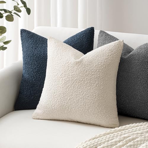 Pack of 2 18x18 Inch Decorative Boucle Throw Pillow Covers Textured Square Pillowcaes Accent Solid Cozy Soft Cushion Covers Home Decor for Sofa Couch Living Room Home Decor,Dark Gray - color: Dark Gray, size: 18" x 18" (Pack of 2)