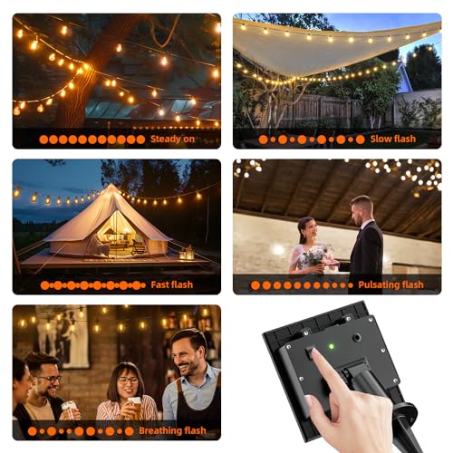 Kawaya Outdoor Solar String Lights, IP65 Waterproof Shatterproof Edison Hanging Lights with USB-Charging LED Solar Patio Light for Yard Fence Porch Camping Party and Garden Decor - size: 50FT-New