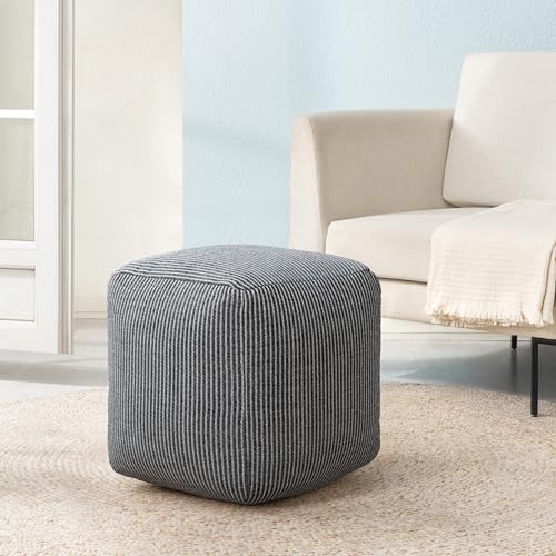 Anji Mountain Pouf Ottoman Foot Rest, Handmade Ottoman Pouf, Comfortable Foot Stool, Decorative Floor Seating for Living Room Decor, Bedroom & Home Décor Accent - Gray Maze - color: Gray Maze