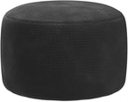 Asuprui Unstuffed Pouf Ottoman Round Poof Ottoman No Filler Soft Faux Fur Foot Stool 20x20x12 Inches Fuzzy Chair Floor Pouf Foot Rest with Storage for Living Room Bedroom Black