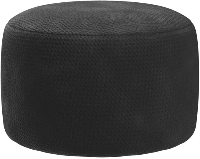 Asuprui Unstuffed Pouf Ottoman Round Poof Ottoman No Filler Soft Faux Fur Foot Stool 20x20x12 Inches Fuzzy Chair Floor Pouf Foot Rest with Storage for Living Room Bedroom Black