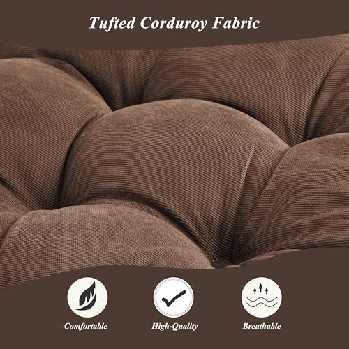 Meditation Floor Pillow 22×22 Inch 2 Pack Large Floor Cushions for Adults Square Tufted Corduroy Floor Pillows for Yoga Living Tatami Room Coffee - color: Coffee