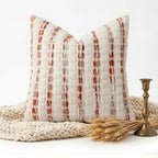 decorUhome Boho Throw Pillow Cover 18x18 inch, Soft Textured Decorative Pillow Cover with Tufted Striped Design for Couch, Sofa, Living Room, Orange