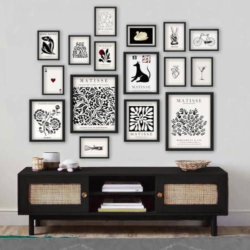ANERZA 16 PCS Black and White Wall Art Decor, Matisse Abstract Gallery Wall Prints for Bedroom, Minimalist Posters for Living Room Aesthetic, Collage Kit Pictures, Dorm Home Decor - color: Black&White, size: 11"x14" Unframed