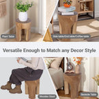 Athaliah Small Solid Wood Accent Table, Handcrafted Rustic Wooden Side Table for Sofa, Plant Stand or Decorative Use
