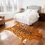 Huichenxing2021FURSTORE Faux Deer Skin Rug,Animal Deer Hide Rug Antelope Print Skin Faux Reindeer Cow Hide Area Rugs for Living Room Bedroom 5.3x6.6ft - color: Deer 78.7''l X 63''w