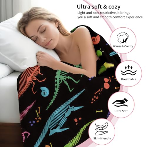 Throw Blanket for Couch, 300GSM Warm Soft Cozy Flannel Blanket, Cute Blanket for All Seasons Bedroom Home Decor Gifts, Colorful Dinosaurs 50x60 Inches - color: Colorful Dinosaurs