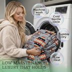 Sacred Thread Aztec Blanket Fleece, Reversible Native American Blanket, Western Throw, Native American Western (Grey Flannel), Full (60”x80”) - color: Grey Flannel, size: Full (60”x80”)