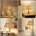 Small Rattan Lamp Shades Set of 2, Boho Lamp Shades for Table Lamps, 5.5" Top x 10" Bottom x 6.6" High, Wicker Lampshade Replacement for Bedroom, Hand Woven, Spider, Bulb Clip Adapters Included - color: Brown Rattan