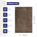 Abani Neutral Collection Brown Area Rug 4' x 6' for Living Room, Bedroom - Mid-Century Concentric Circle Design - Durable & Easy to Clean - color: Brown, size: 4' x 6' (Rectangular)