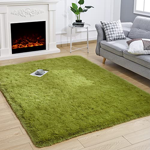 Kelarea Area Rug for Living Room, 4x6 Non-Slip Green Rug Fluffy Soft Shag Rugs, Fuzzy Shaggy Plush Carpet for Bedroom, Nursery Rooms, Home Dorm - color: Grass Green, size: 6' x 4' (Rectangular)